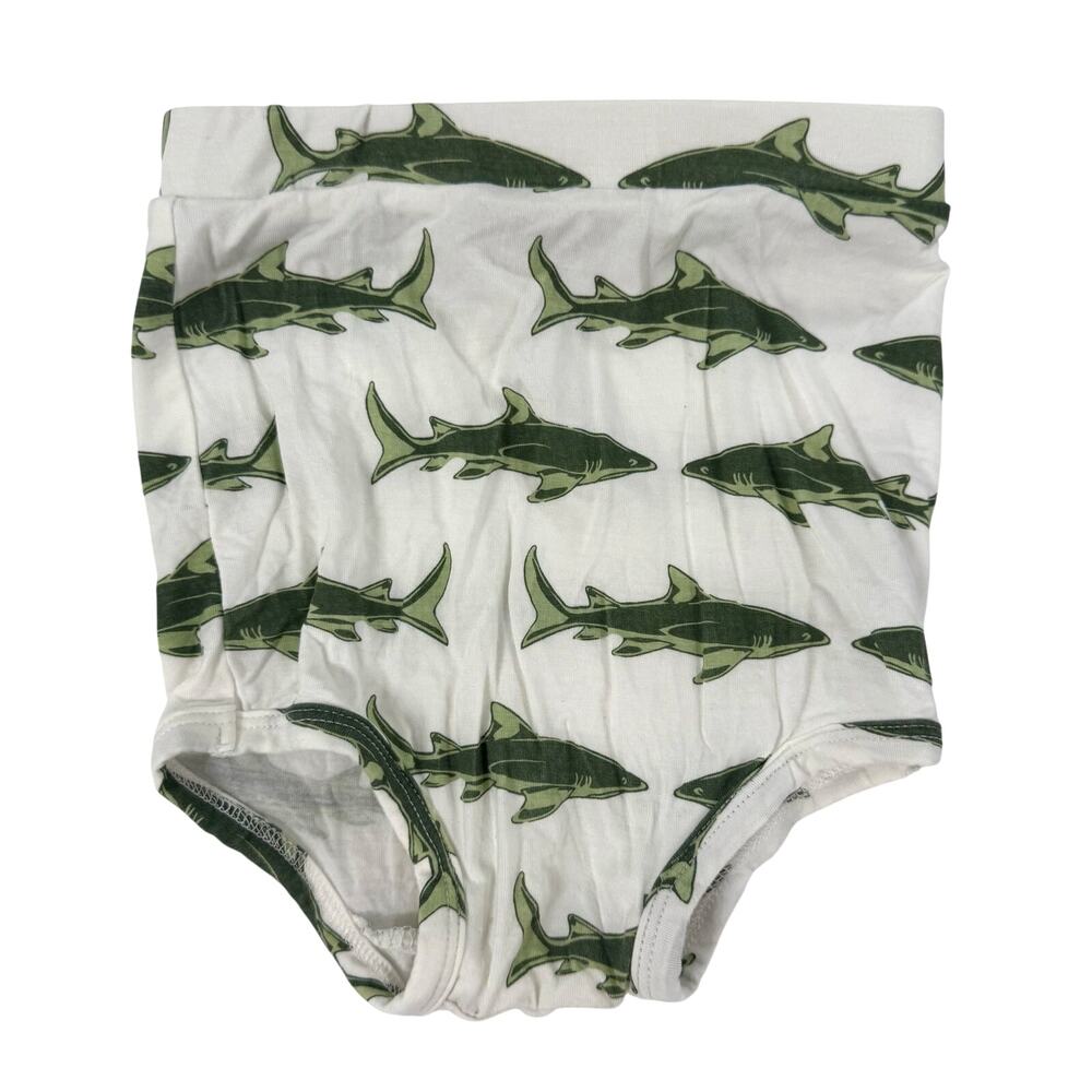 Kate Quinn Green Sharks Retro Bloomers Size 12-18 Months Bamboo
